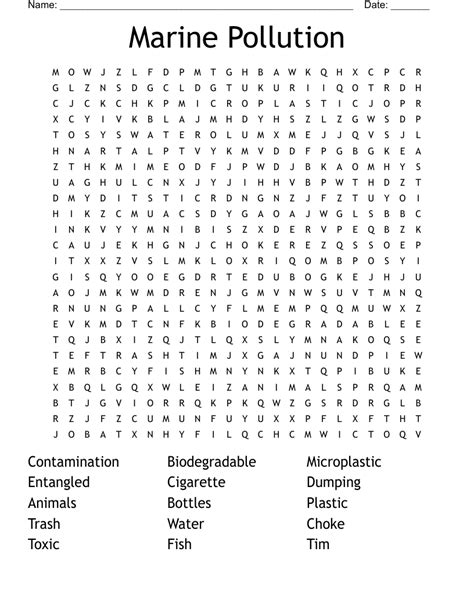 Marine Pollution Word Search Wordmint