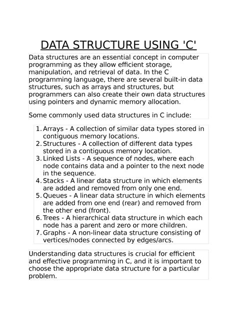 Data Structure Using C Data Structure Using C Data Structures Are An Essential Concept In