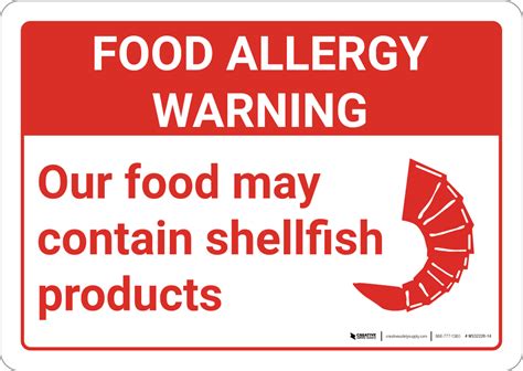 Warning Food Allergy Warning Food May Contain Shellfish With Icon