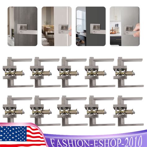 10 Pack Zinc Alloy Square Door Levers W Privacy Locks For Home Bedroom