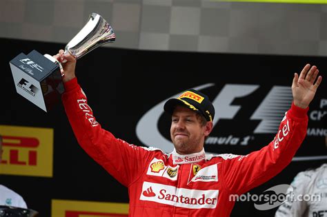 Podium Second Place Sebastian Vettel Ferrari At Chinese Gp