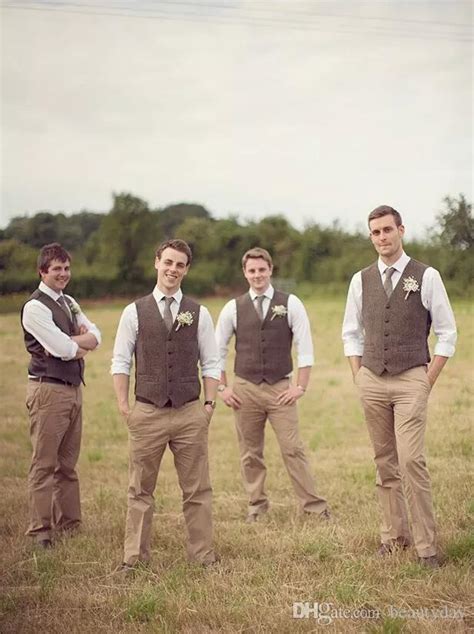 Custom Made Slim Fit Wool Herringbone Tweed Tweed Vest Groomsmen For