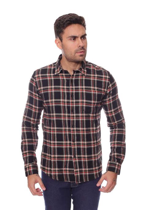 Camisa Xadrez Masculina Flanelada Manga Longa Crocker