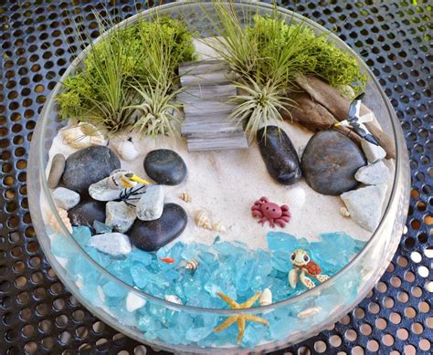 Beach Terrarium Kit ~ 10 Glass Bowl Air Plant Terrarium Kit ~ Coastal Living Beach Decor