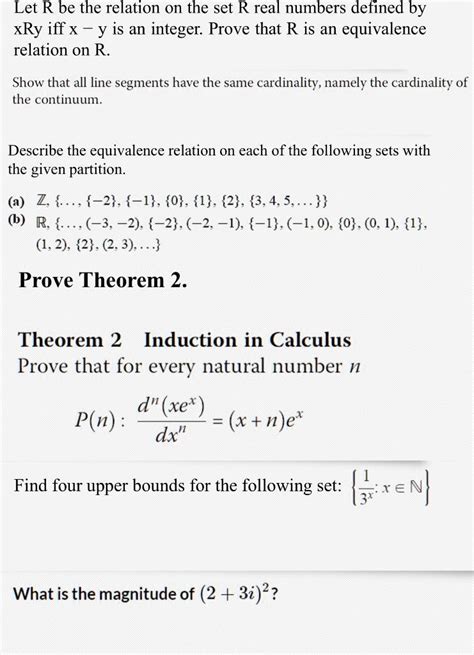 Let R Be The Relation On The Set R Real Numbers Defined By Xry Iff X Y Is An Integer Prove