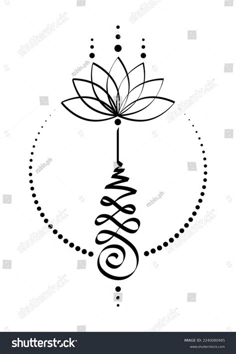 Unalome Lotus Flower Symbol Hindu Buddhist Stock Vector Royalty Free