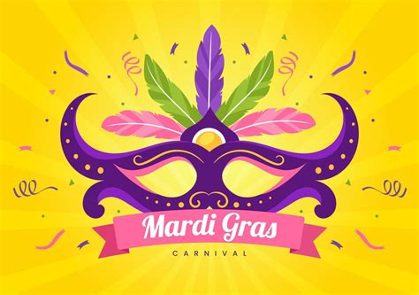 Mardi Gras Carnival Party Illustration With Mask Feathers And Item