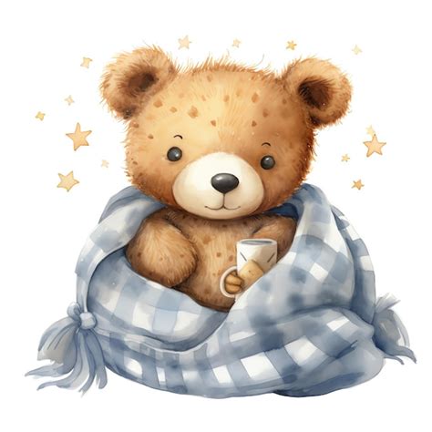 Premium Ai Image Cute Watercolor Sleeping Bear Illustration Teddy