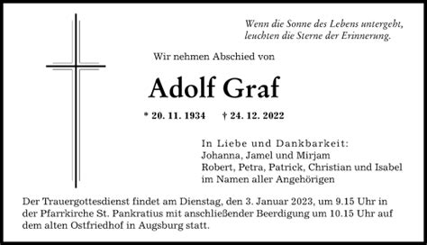 Traueranzeigen von Adolf Graf Allgäuer Zeitung