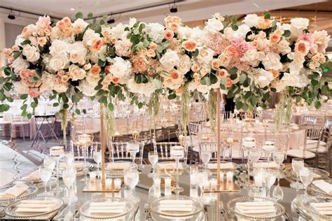 Elegant Peach Blush And White Wedding Centerpieces Wedding