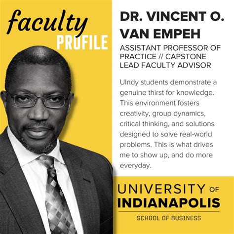 University of Indianapolis - School of Business on LinkedIn: Dr. Vincent van Empeh Faculty ...