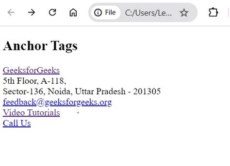 Difference Between Link And Anchor Tags Geeksforgeeks