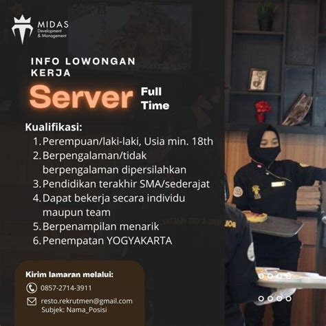 Lowongan Kerja Server Steward Cook Helper Di Midas Development