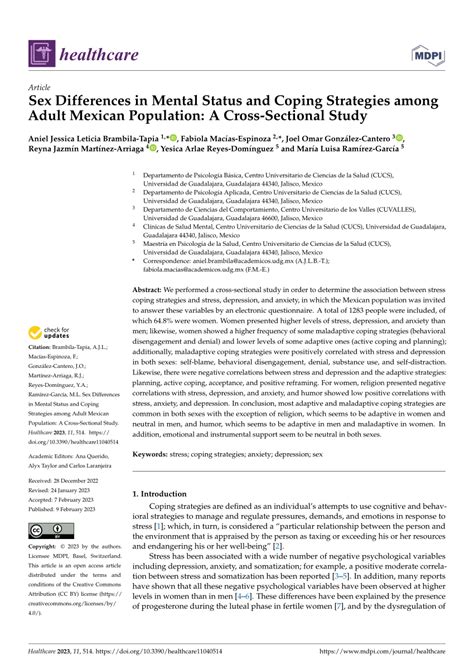 Pdf Sex Differences In Mental Status And Coping Strategies Among