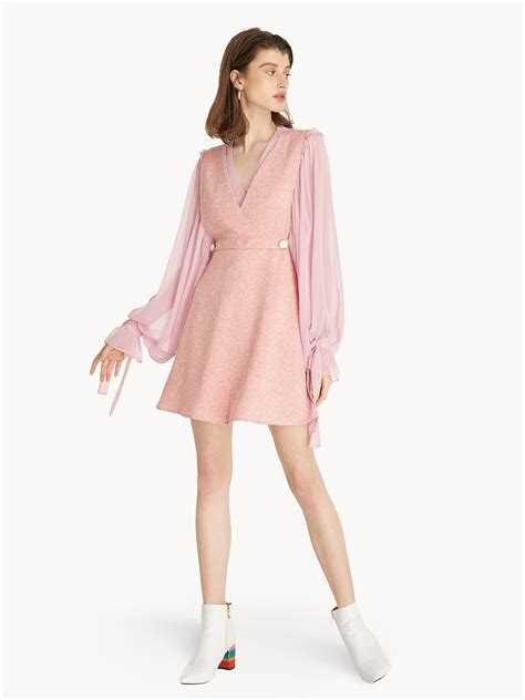 Tweed Mini Dress Pink Pomelo Fashion