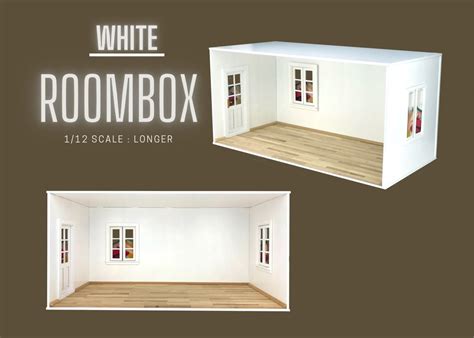 112 Scale Longer Roombox With 2 Windows Doors Wood Flooring Wallpapers And Skirting Board Etsy