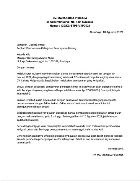 Surat Penagihan Pembayaran Pertama