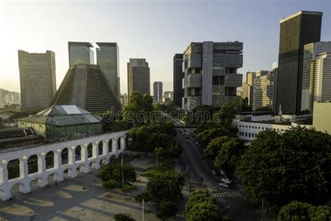 Aerial View Of Rio De Janeiro Downtown And Lapa Arch Stock Photo