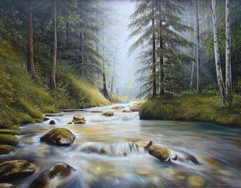 Mountain River Painting by Oleg Bylgakov