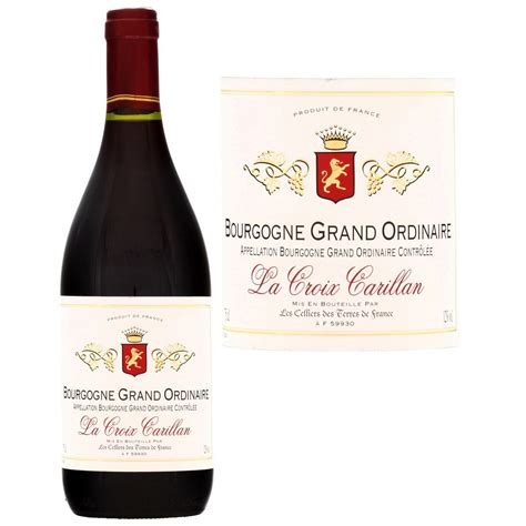 Vin Rouge Bourgogne Grand Ordinaire LA CROIX CARILLAN La Bouteille De