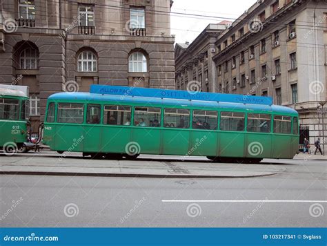 Belgrade Tram, A Tatra KT4, In The Middle Of A Traffic Jam On Bulevar Kralja Aleksandra Street ...