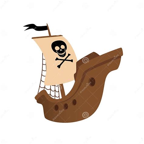 Pirates` Ship Robber Ship Isolated On White Background Vector