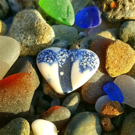 Seaglasssister On Instagram “pretty Heart Pottery Shard Found By Sea Glass Friend Paul