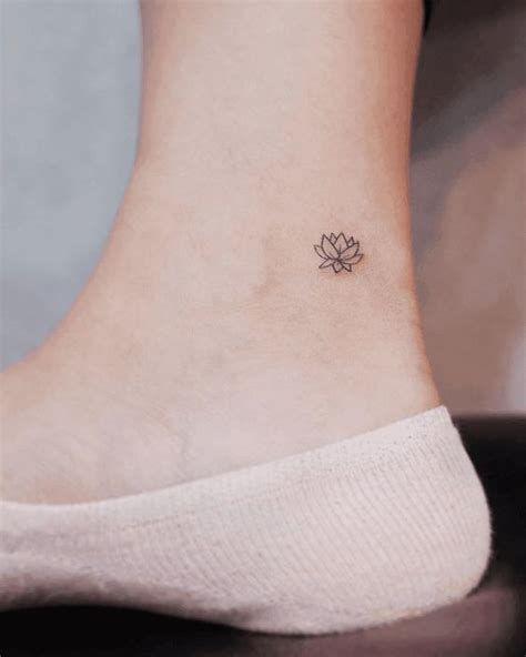 Small Minimal Lotus Flower Tattoo On The Ankle Subtle Tattoos Minimalist