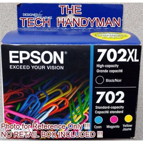 4 Pack Epson Genuine 702xl Black And 702 Color Ink No Retail Box Wf