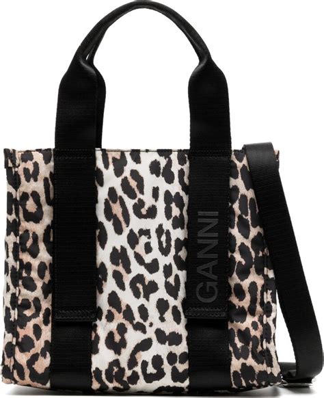 Ganni Small Leopard Tech Tote Bag Shopstyle