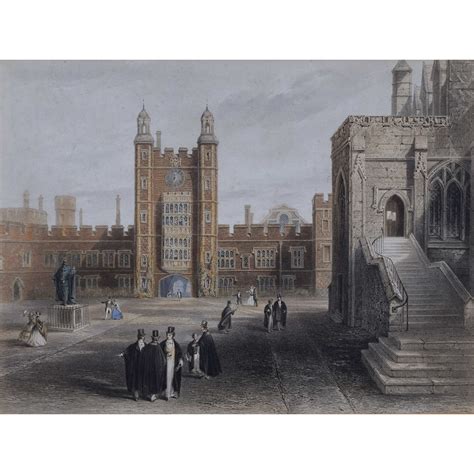 Eton College Courtyard 19th Century Victorian Lithograph Manning Fine Art