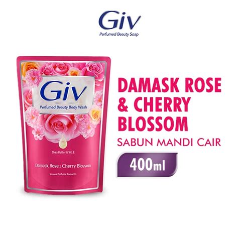 Jual Giv Sabun Mandi Cair Pink Damask Rose Cherry Blossom Pouch