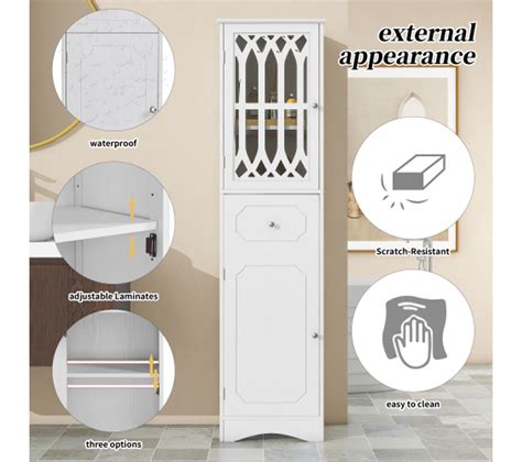 Colonne De Salle De Bain Multifonctionnelle Avec Tiroir Et Étagères