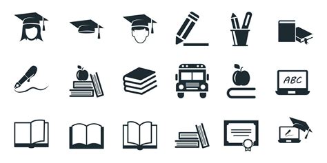 Vector Black Education Icon Collection Education Icon Set Isolated On