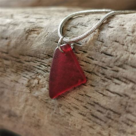 Love Red Sea Glass Necklace Unique Handmade Jewelry