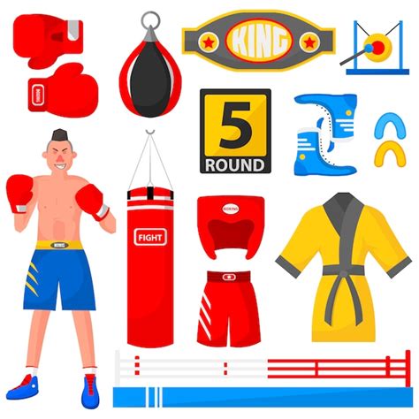 Premium Vector | Boxer, sport equipment and uniform.