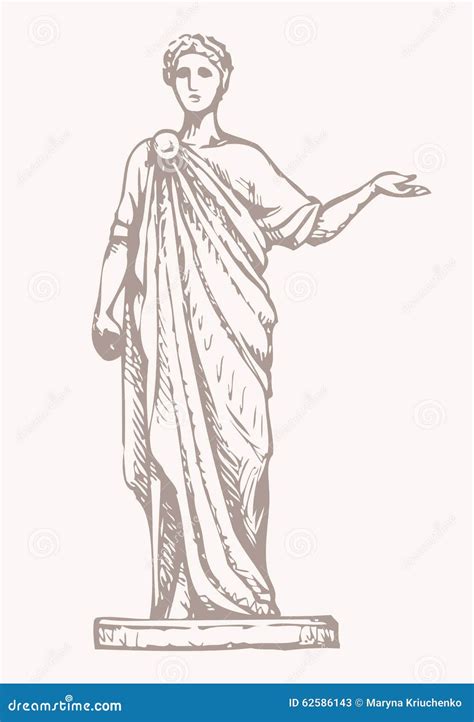 Ancient Roman Statue Vector Drawing Vector Illustration