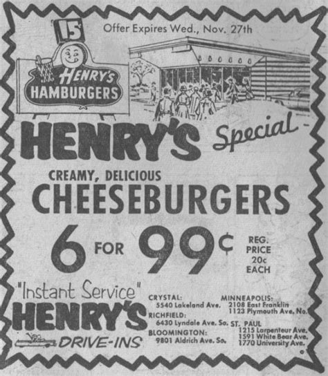 henry's hamburgers...1962. THIS WAS WAY BEFORE MC DONALDS ...