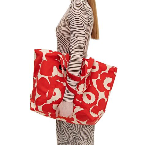 Marimekko Peruskassi Unikko Beige Red Tote Bag View All Sale Items