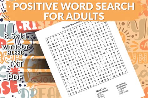 Positive Word Search Puzzles For Adults Graphic By Printile Press House · Creative Fabrica