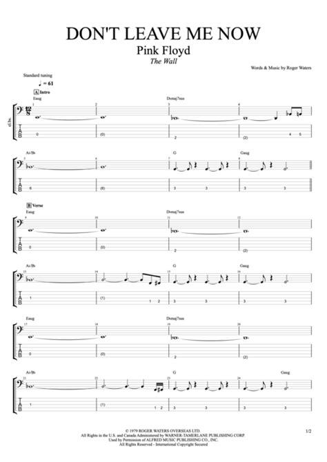 Don't Leave Me Now Tab by Pink Floyd (Guitar Pro) - Full Score | mySongBook