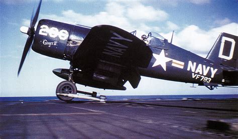 Asisbiz Vought F4U 4 Corsair VF 783 White D206 Ginger II CV 31 USS Bon