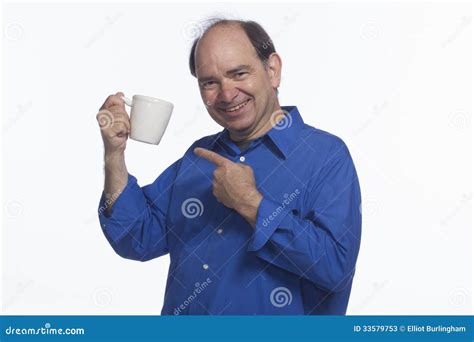 Man Posing With Coffee Mug Horizontal Stock Image Image Of Happy