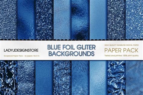 Blue Foil Glitter Seamless Digital Paper Graphic By Ladyjdesignstore