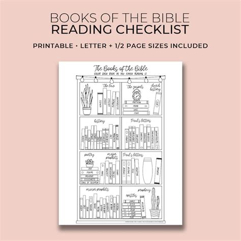 Books Of The Bible Coloring Reading Checklist Printable Portrait