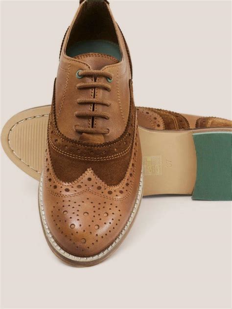 Thistle Leather Lace Up Brogue In Dark Tan White Stuff