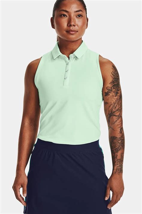 Under Armour Womens Ua Zinger Sleeveless Polo Shirt Sea Mist