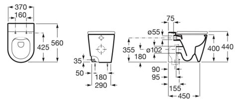 Taza Rimless Adosada A Pared Con Salida Dual Para Inodoro Round Inspira