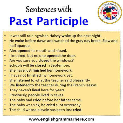 Sentences With Past Participle Past Participle In A Sentence In