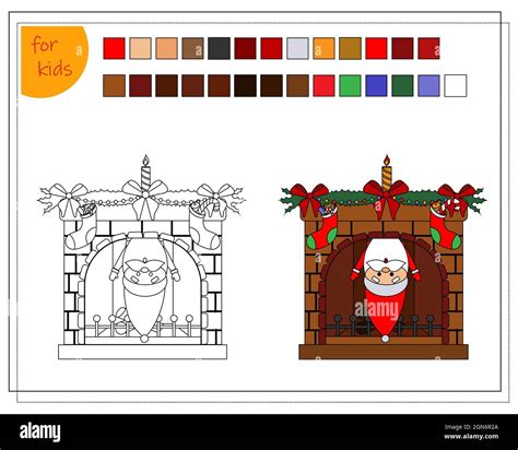 Un libro para colorear para los niños una chimenea decorada para